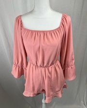 Peach Love Pink Long Sleeve Romper - Small