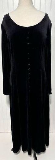 Amanda Smith Velvet Velour Long Sleeve Maxi Dress Wednesday Style Black Size 12