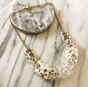 LOFT Pearl Cluster Beaded Necklace - Simulated White And Clear Beads, Gold Toned