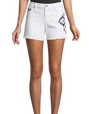 nanette leporre midrise aztec print white shorts size 2 Pre Owned