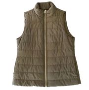 MICHAEL  Puffer Vest Olive Brown Small Golden Zipper