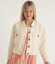 Marine Layer Holland Crop Jacket in Natural Cream Linen Blend Women's Size L