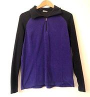 Columbia  Purple Black Colorblock 1/4 Zip Quarter Zip Fleece Sweatshirt Top Large