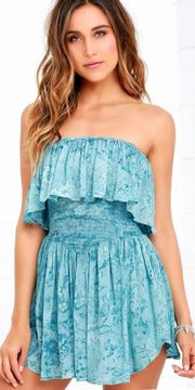 Womens  Life Strapless Romper Dress in Blue size Small!