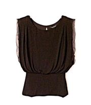 White House Black Market (WHBM) Black Ruffle Top