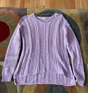 NWOT . Macy’s Light Purple Chunky Open Knit Sweater Women’s Small