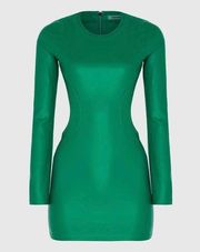 Maniere De Voir Green Faux Leather Cutout Mini Dress