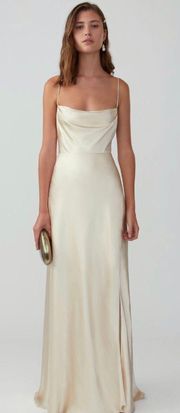 Strappy Draped Gown in champagne Silk