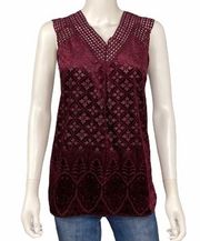 Valerie Stevens Maroon Burn Out Top Size M