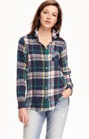 Old Navy  Women's Classic Blue Plaid Button Down Flannel Shirt Size Small