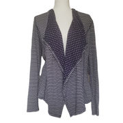 Market & Spruce Margerie Cardigan Womens Size Medium Stripe Dot Drape Open Front