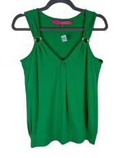 BB Dakota NWT Green Stretchy Soft Knit Modal V-Neck Tank Blouse Size L