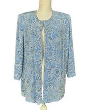 Alex Evenings Cardigan Size 2X Blue Paisley 3/4 Sleeve Sparkle Cocktail Formal