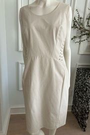 Lafayette 148 Beige Ecru Dress w/Lace Up Sides