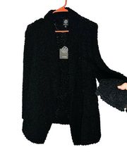 NWT Bobeau Dropped Shawl Collar Chunky Knit Black Cardigan Size Extra Small