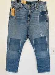 NWT Polo Ralph Lauren Women The Avery Boyfriend Patchwork Jeans $248 Size 32 R