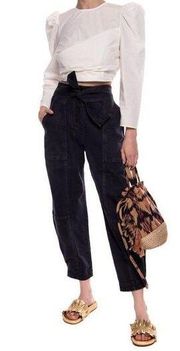 Ulla Johnson Storm Tie Waist Tapered Jeans in Black 80s Baggy Size 6
