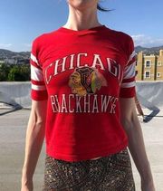 Vintage 90s Chicago Blackhawks Hockey Jersey Baby T Shirt Logo 7 XS rare