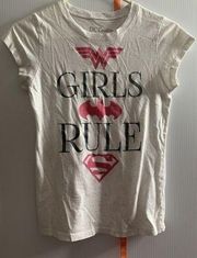 DC COMICS Girls Rule Splatter Paint Wonder Woman Batgirl Supergirl T-Shirt