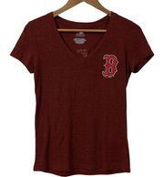 5th & Ocean MLB BOSTON RED SOX Dark Red T-Shirt GREAT CATCH Women's Small