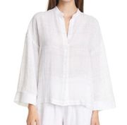 Vince Plaid Button-Up Blouse In Optic White