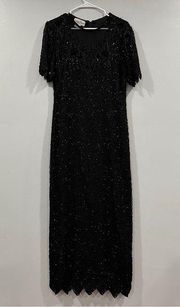 Laurence Kazar Vintage Maxi Dress Beaded Sequin Large L