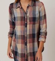 Bke Red & Blue Plaid Lightweight Eased Fit Woven Button Down Size Large