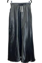 Zanzea Maxi Skirt Black Size M Satin A-line Long Swing High Waist Evening Party