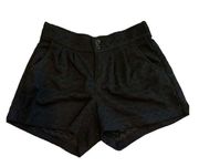 Be Bop | womens Black lined Crochet Zip Front shorts