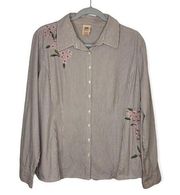 faded glory button down floral stitched shirt size XL