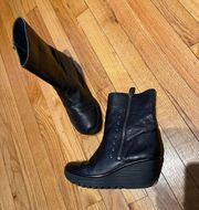 Wedges Platform Chunky Leather Ankle booties Rave Biker Riding Rock punk Moto Combat