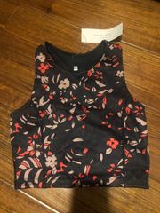 Reversible Floral Cropped Yoga Top