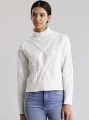 Elizabeth and James White Cable Knit Turtleneck Pullover Sweater