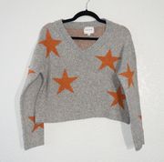 New  Gray Stars Cropped Sweater Size Small