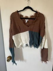 Distressed Cropped Sweater