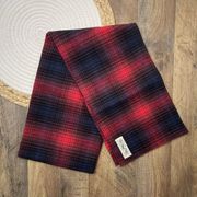 LL Bean Signature Plaid Scarf 8 x 59" Red Blue Cotton Flannel