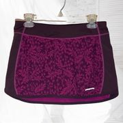 Patagonia Athletic Skort Black Floral Purple Inside Drawstring Waistband Small