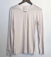 NWT Women BAREFOOT DREAMS Organic Cotton Henley Pink Long Sleeve Shirt