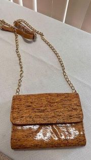 Sondra Roberts Womens Cork Crossbody Chain Strap Purse Bag Brown Tan One Size