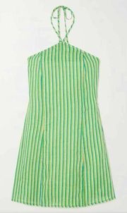 Faithfull The Brand Muthia Stripe Linen Halterneck Mini Dress