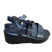 Robert Clergerie Wedge Sandals Platform Open Toe Ankle Strap Black 36.5 6