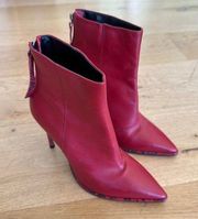 Topshop Harper Stiletto Pointed Toe Ankle Boots in Red