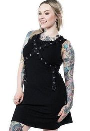 Tripp NYC Sz S Dress Daang Goodman Black Grommet Harness Dress Goth Stretch N202