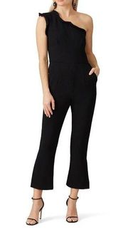 Black Halo Pravella One Shoulder Flare Leg Jumpsuit Black Size 14