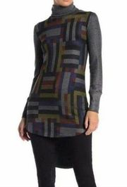 Go Couture Tunic Top Women Small Gray Turtleneck Long Sleeve Casual Asymmetrical