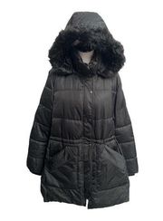 Lane Bryant Puffer Jacket with Faux Fur Lined Hood Black Size 18/20