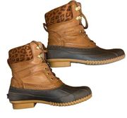 Tommy Hilfiger Womens Lined Duck Boots Size 9 Brown Leopard Print Active outdoor