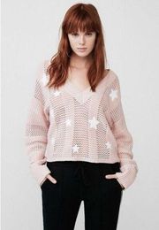 Express Soft Star Oversized V Neck Crop Sweater Blush Pink Small