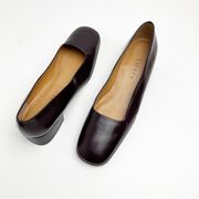 LAUREN RALPH LAUREN Brown Leather Square Toe Loafers, Size 8.5AA