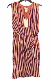 Miss Me Faux Wrap Striped Dress Small